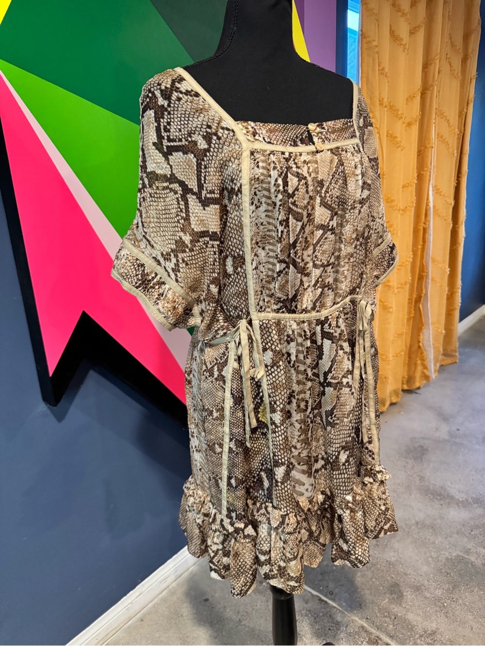 Just Cavalli 100% Silk Snake Print Boho Tunic Dress - Vintage Y2K